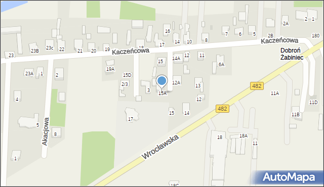 Dobroń, Kaczeńcowa, 15A, mapa Dobroń