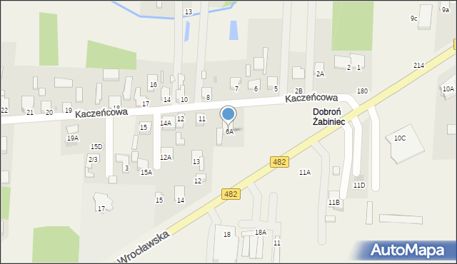 Dobroń, Kaczeńcowa, 6A, mapa Dobroń