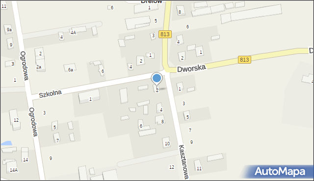 Drelów, Kasztanowa, 2, mapa Drelów