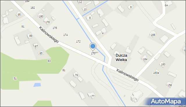 Dulcza Wielka, Kalinowskiego, ks., 170, mapa Dulcza Wielka