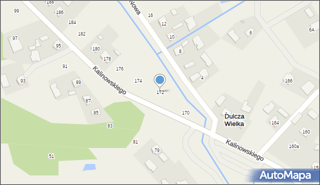 Dulcza Wielka, Kalinowskiego, ks., 172, mapa Dulcza Wielka