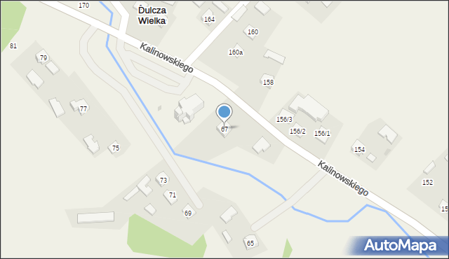 Dulcza Wielka, Kalinowskiego, ks., 67, mapa Dulcza Wielka