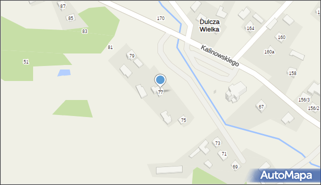 Dulcza Wielka, Kalinowskiego, ks., 77, mapa Dulcza Wielka