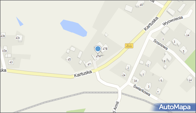 Dzierżążno, Kartuska, 47A, mapa Dzierżążno