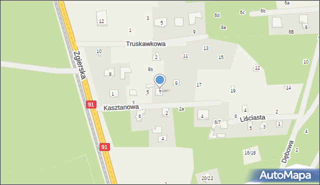 Emilia, Kasztanowa, 7, mapa Emilia