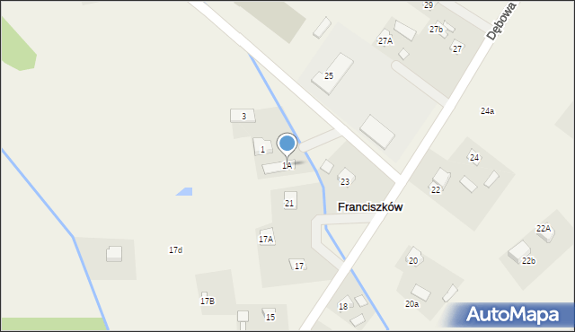 Franciszków, Kasztanowa, 1A, mapa Franciszków