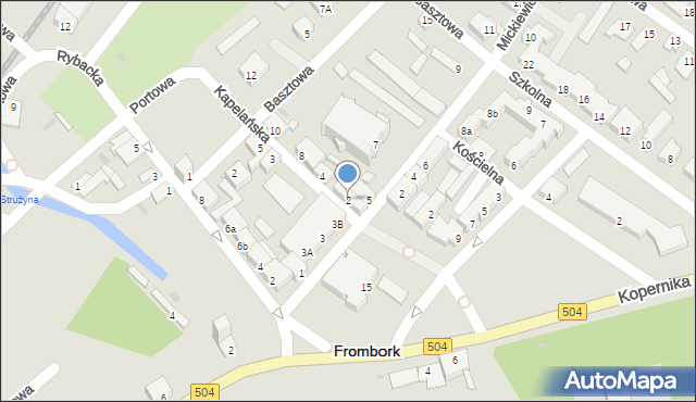 Frombork, Kapelańska, 2, mapa Frombork