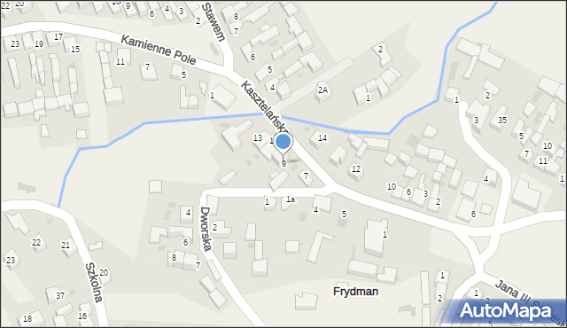 Frydman, Kasztelańska, 9, mapa Frydman