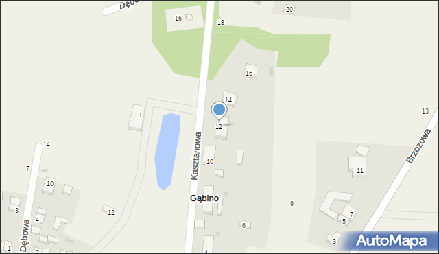 Gąbino, Kasztanowa, 12, mapa Gąbino