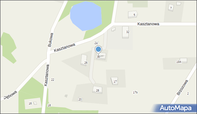 Gąbino, Kasztanowa, 30, mapa Gąbino
