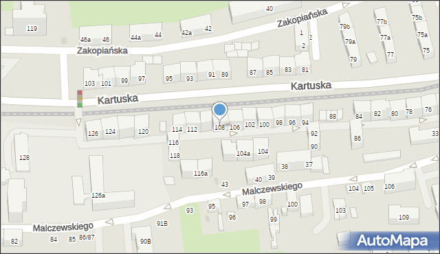 Gdańsk, Kartuska, 108, mapa Gdańska