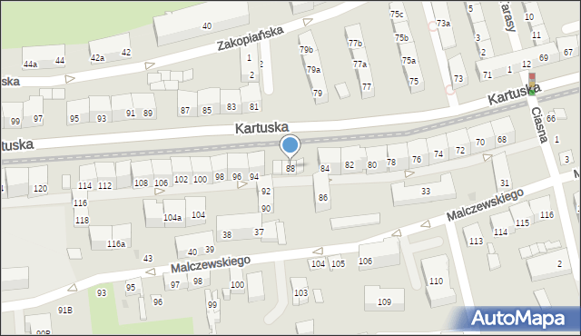 Gdańsk, Kartuska, 88, mapa Gdańska