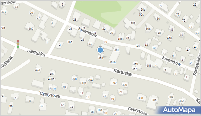 Gdańsk, Kartuska, 363, mapa Gdańska