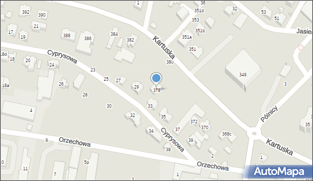 Gdańsk, Kartuska, 378, mapa Gdańska