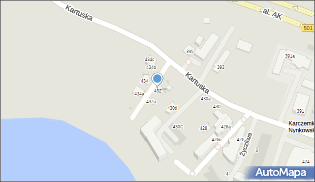 Gdańsk, Kartuska, 432, mapa Gdańska