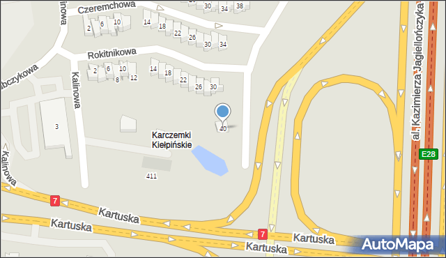 Gdańsk, Kalinowa, 40, mapa Gdańska