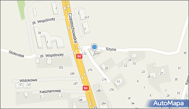 Giebułtów, Karcza Jana, gen., 17, mapa Giebułtów