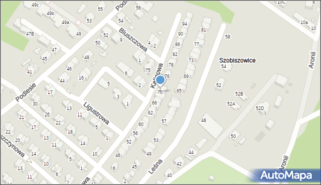 Gliwice, Kalinowa, 70, mapa Gliwic