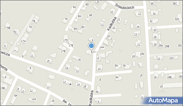 Gliwice, Kadłubka Wincentego, bp., 7, mapa Gliwic