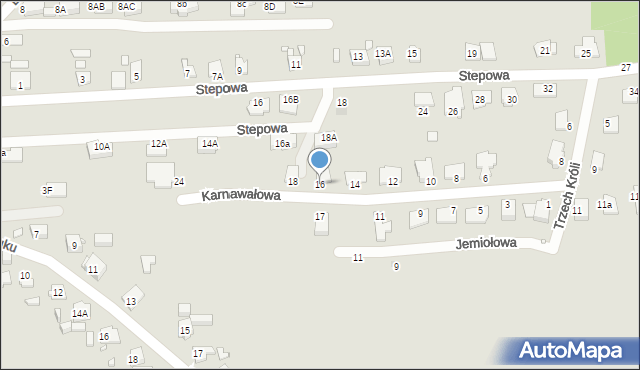 Gliwice, Karnawałowa, 16, mapa Gliwic