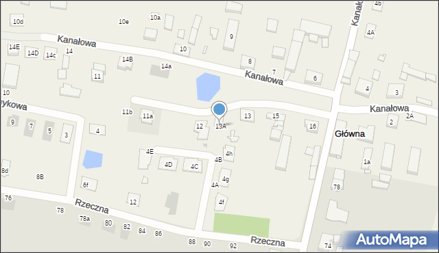 Główna, Kanałowa, 13A, mapa Główna