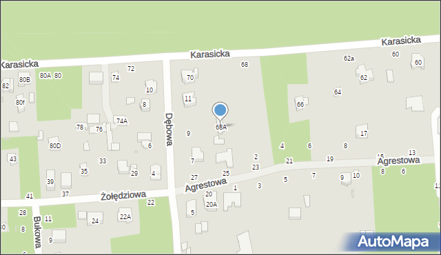 Głowno, Karasicka, 68A, mapa Głowno