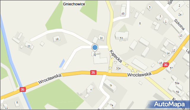 Gniechowice, Kątecka, 32, mapa Gniechowice