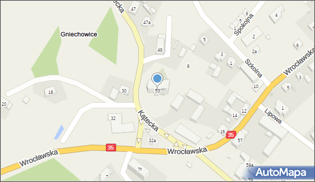 Gniechowice, Kątecka, 53, mapa Gniechowice