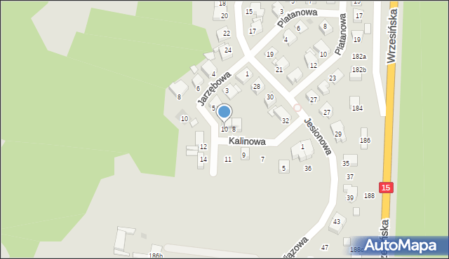 Gniezno, Kalinowa, 10, mapa Gniezna