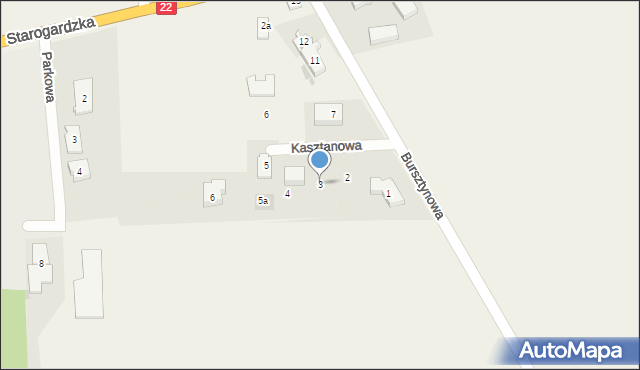 Gniszewo, Kasztanowa, 3, mapa Gniszewo