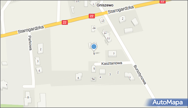 Gniszewo, Kasztanowa, 6, mapa Gniszewo