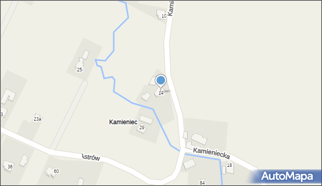 Goleszów, Kamieniecka, 14, mapa Goleszów