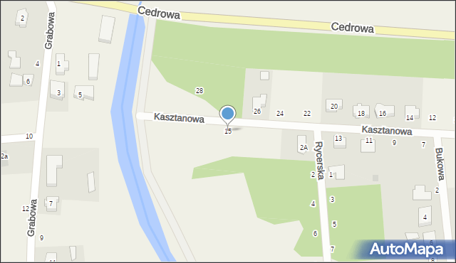 Grabiny-Zameczek, Kasztanowa, 15, mapa Grabiny-Zameczek