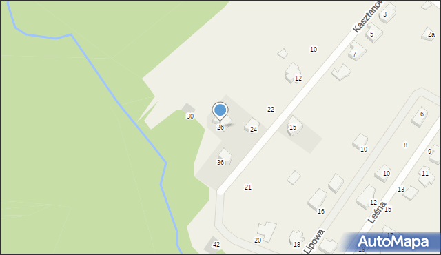 Grabno, Kasztanowa, 26, mapa Grabno