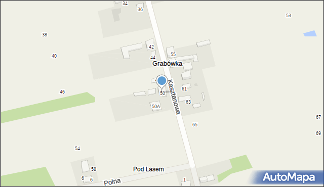 Grabówka, Kasztanowa, 50, mapa Grabówka