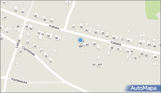 Gubin, Kaliska, 58A, mapa Gubin
