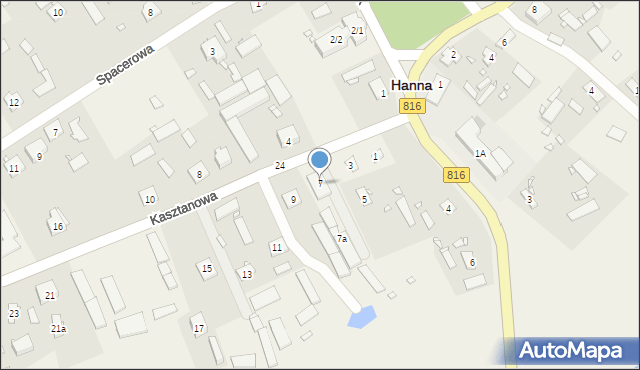 Hanna, Kasztanowa, 7, mapa Hanna