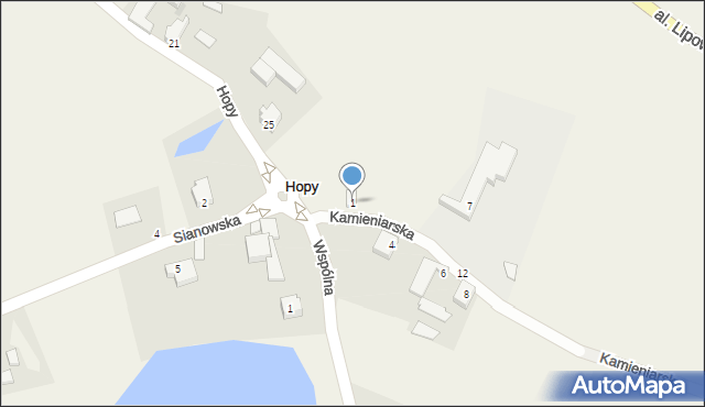 Hopy, Kamieniarska, 1, mapa Hopy
