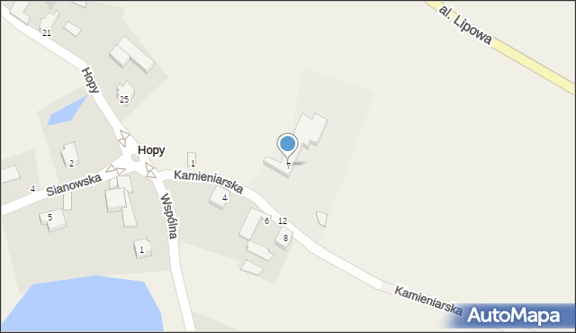 Hopy, Kamieniarska, 7, mapa Hopy