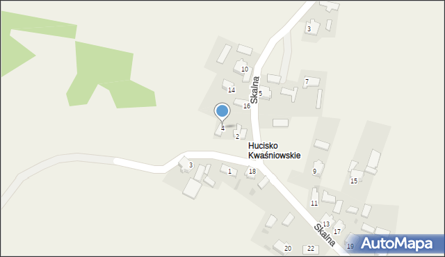 Hucisko, Kasztanowa, 4, mapa Hucisko