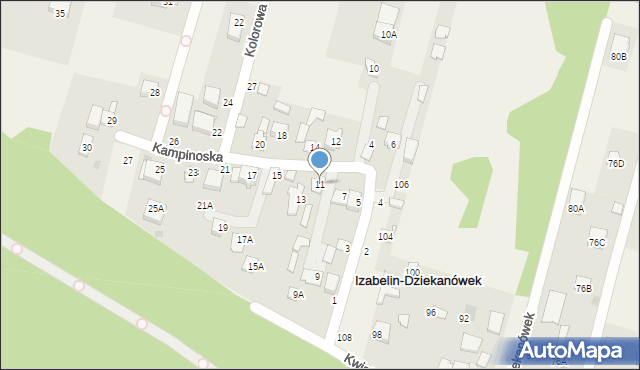 Izabelin-Dziekanówek, Kampinoska, 11, mapa Izabelin-Dziekanówek