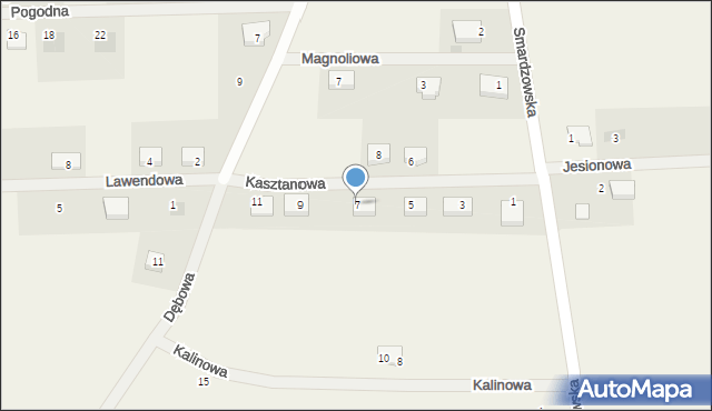 Jaczów, Kasztanowa, 7, mapa Jaczów