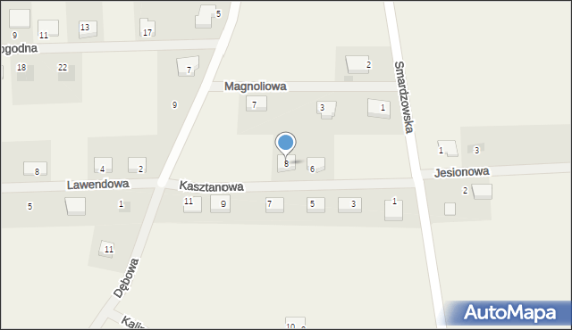 Jaczów, Kasztanowa, 8, mapa Jaczów