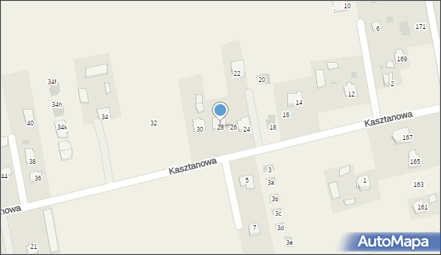 Jakubowice Konińskie, Kasztanowa, 28, mapa Jakubowice Konińskie