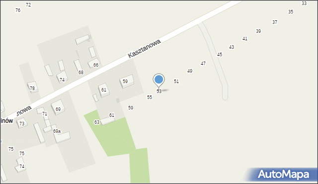 Jamno, Kasztanowa, 53, mapa Jamno