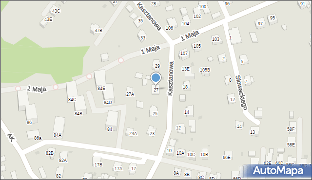 Jastrzębie-Zdrój, Kasztanowa, 27, mapa Jastrzębie-Zdrój