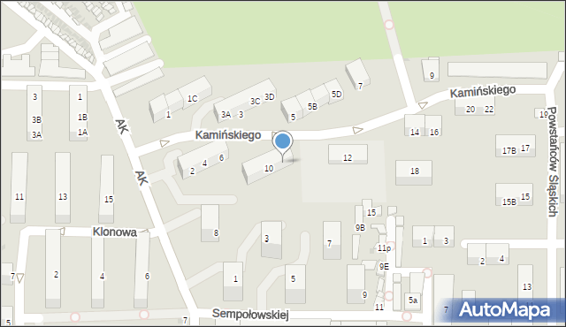 Jaworzno, Kamińskiego Feliksa, gen., 10A, mapa Jaworzno