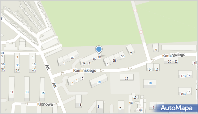 Jaworzno, Kamińskiego Feliksa, gen., 3D, mapa Jaworzno