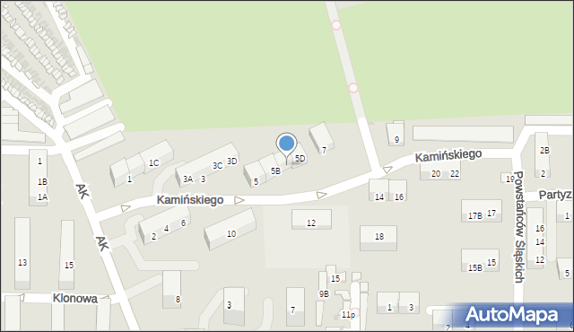 Jaworzno, Kamińskiego Feliksa, gen., 5C, mapa Jaworzno