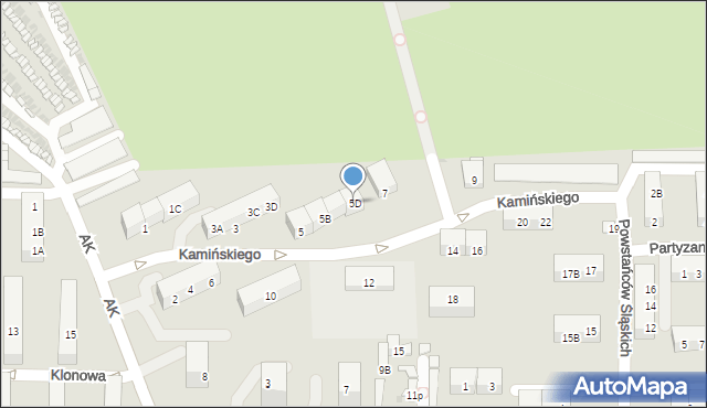 Jaworzno, Kamińskiego Feliksa, gen., 5D, mapa Jaworzno